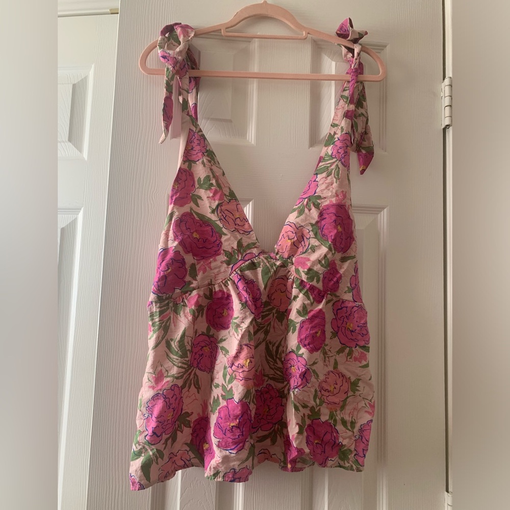 Pink Floral Bow Tank